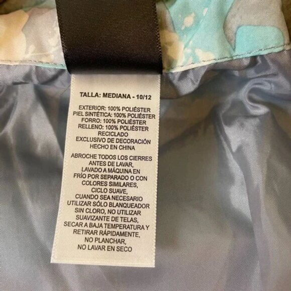 Gerry Girls M 10 / 12 Puffer Jacket Snow Camo Pattern Light Blue Gray Fleece - Picture 10 of 11